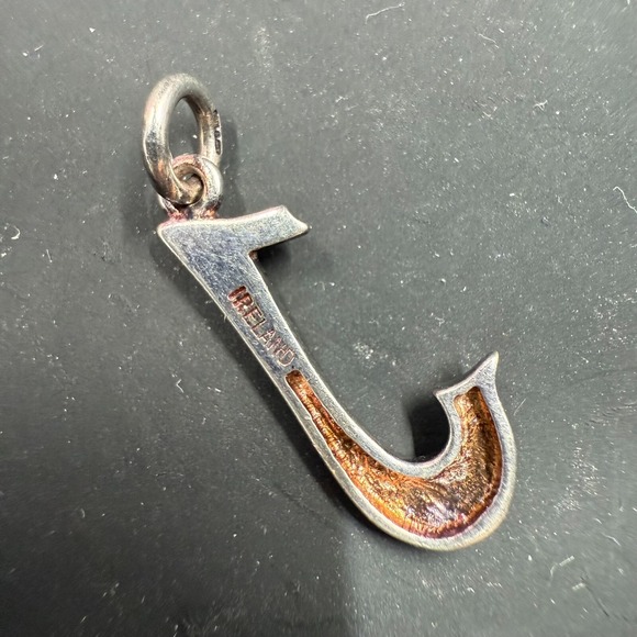 Vintage Ireland Sterling Silver Letter "J" Pendant Celtic Knot Detail – 0.75" - Picture 2 of 2